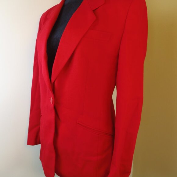 Vintage 80s Liz Claiborne Womans SZ4 Red Wool Lined Blazer Office Tailored - Picture 6 of 11
